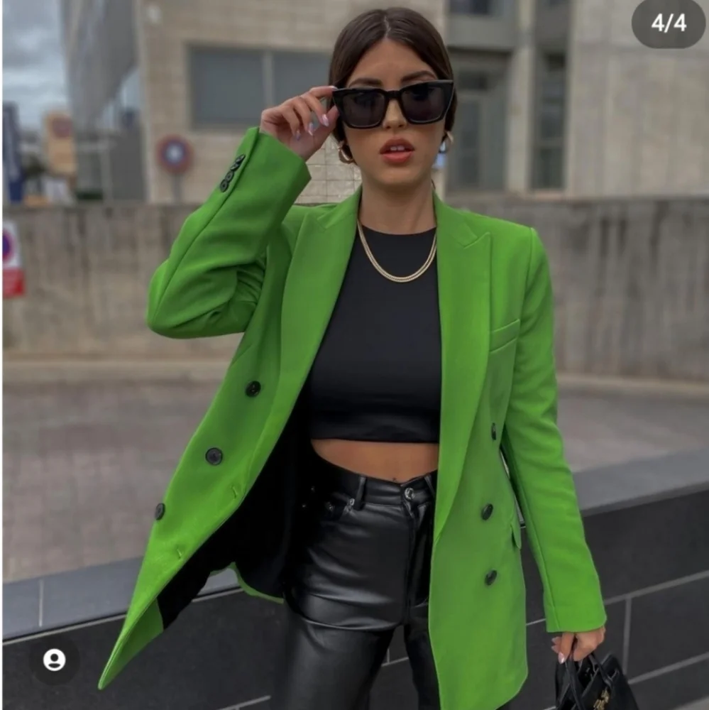 Zara Relaxed Blazer Green Size S Bloggers Favorite